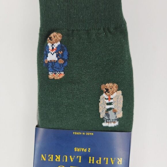 POLO RALPH LAUREN Men's 2 Pk Polo Bears Slack Dress Socks Shoe Sz 6-12.5 New - Picture 4 of 4